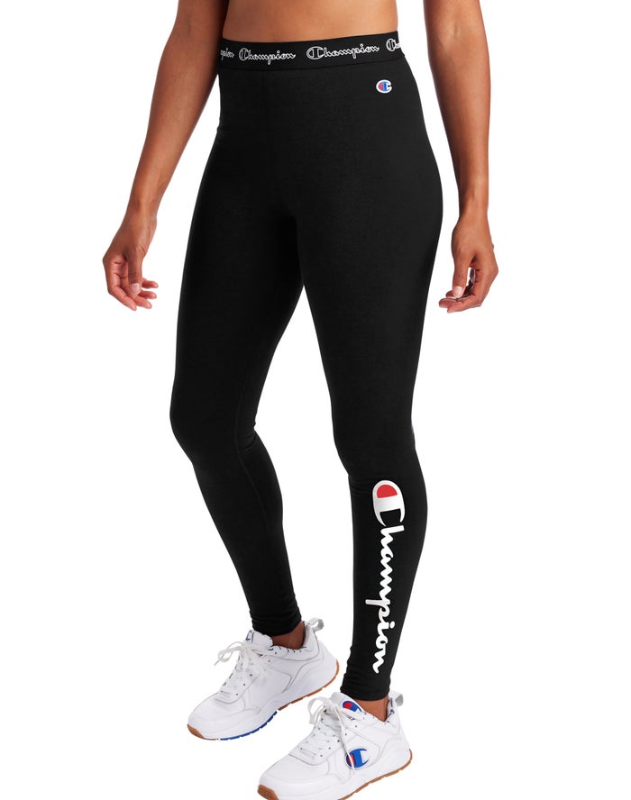 Champion Authentic Script Logo Legging Dames - Zwart - Belgie 1239NUBFL